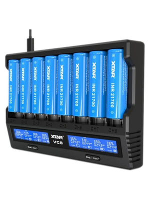 XTAR Vc8 Taşınabilir Çoklu Li-Ion Pil Şarj Cihazı / 8li - Pil Magazası