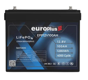 Europlus 12,8V 100 Ah Lifepo4 Lityum Akü Seri Kullanılabilir (Karavan, Marin, Yedek Güç) - Pil Magazası