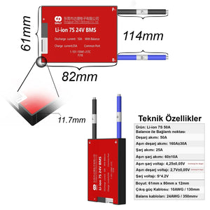 Daly Li-ion 7S 25A 24V BMS - Pilmagazasi