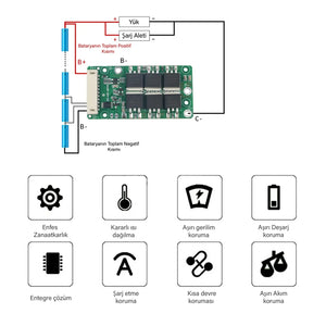 OEM 10S 20A 6 MOSFET transistörlü BMS - Pilmagazasi