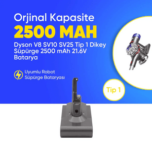 Power-Xtra Dyson V8 (Type 1) Batarya – 21.6V 2500 mAh - Pil Magazası
