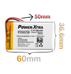 Power-Xtra PX503759 3.7V 1050 mAh Li-Polymer Pil (Devreli/1.5A)