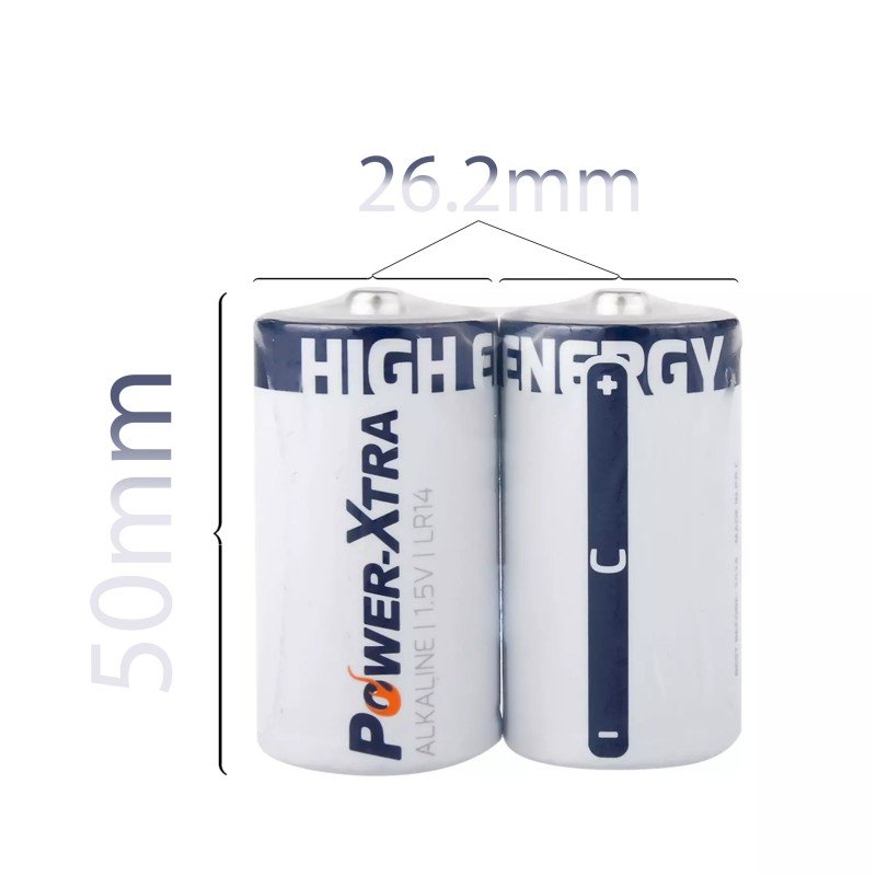 Power-Xtra LR14/C Size Alkaline Pil - 2li Shrink | Power-Xtra | Pil Mağazası - PB Mobil Enerji Yazılım Müh. A.Ş.