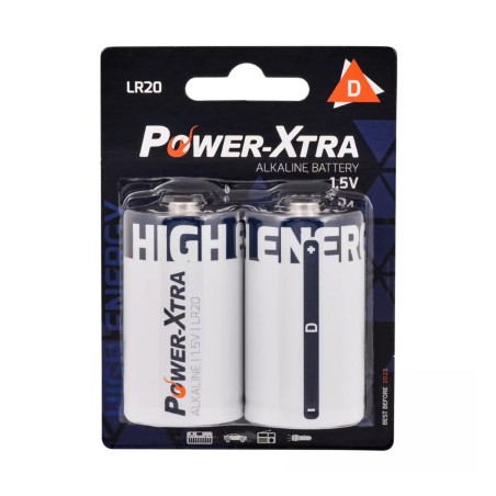 Power-Xtra LR20/D Size Alkaline Pil - 2li Blister