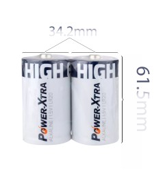 Power-Xtra LR20/D Size Alkaline Pil - 2li Shrink