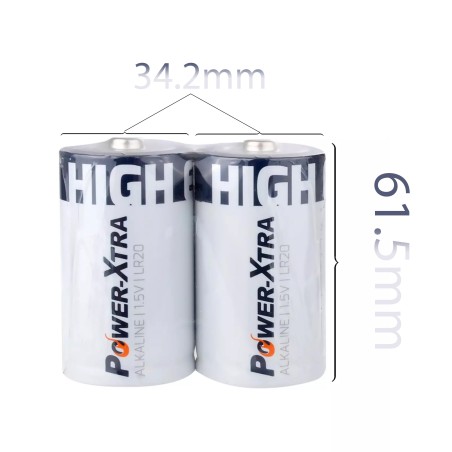 Power-Xtra LR20/D Size Alkaline Pil - 2li Shrink