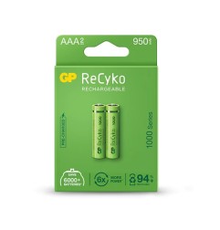 GP ReCyko battery 950mAh AAA (1000 Series, 2 battery pack)