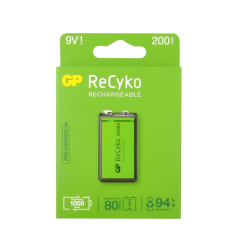 GP Recyko 9V 200 mAh Pil Tekli Blister Şarj edilebilir pil