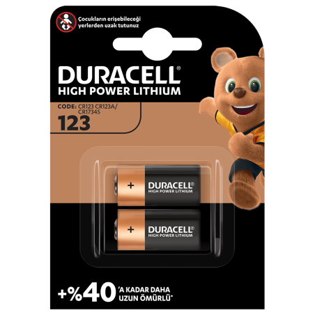 Duracell Yüksek Güçlü Lityum CR123A Pil 3V