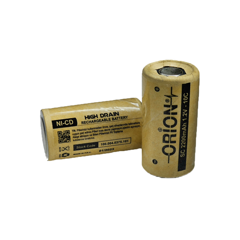 Orion 1.2V Ni-CD SC 2200 mAh Şarj Edilebilir Pil - Hd | Orion | Pil Mağazası - PB Mobil Enerji Yazılım Müh. A.Ş.