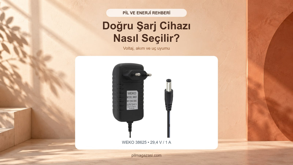 Batarya şarj cihazı nasıl seçilir? Voltaj, akım ve uç uyumu — mağaza kataloğundaki WEKO 38625 • 29,4 V / 1 A görselleri