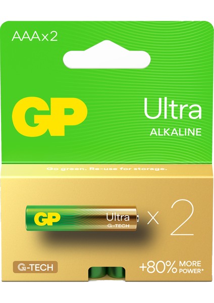 GP G-Tech Ultra Alkalin LR03 AAA 1.5V Pil — 2'li Kart