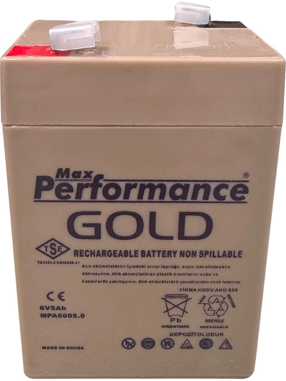 Max Performance Gold 6V 5Ah Uzun Ömürlü Bakımsız Kuru Akü
