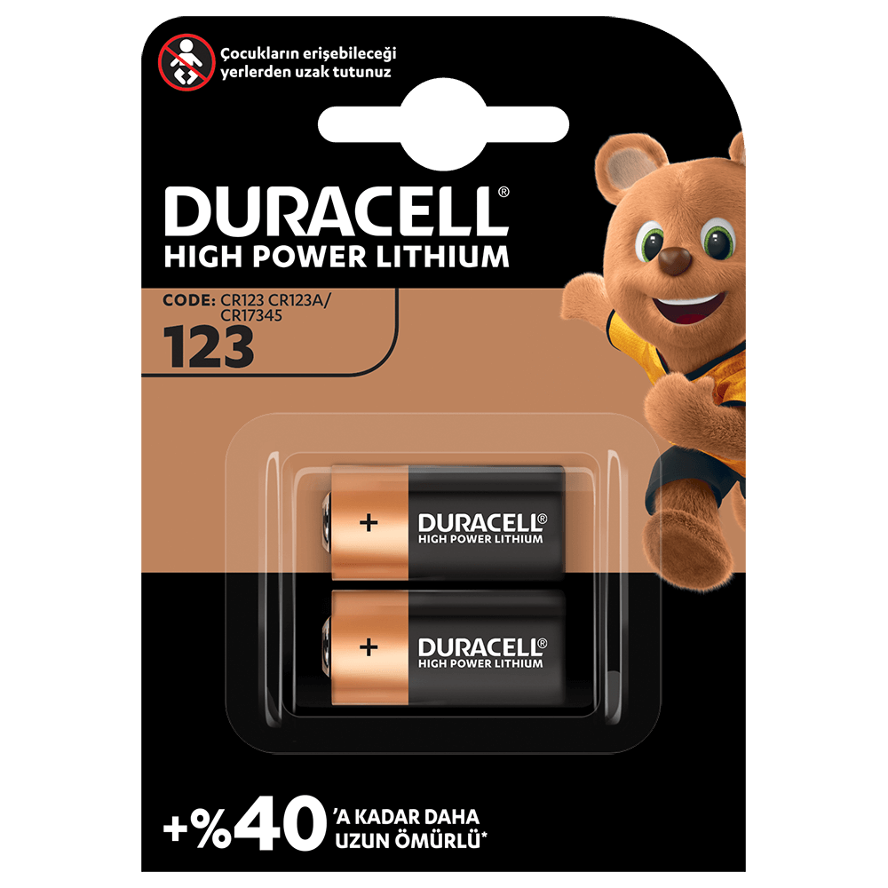 Duracell Lityum CR123A Pil 2'li