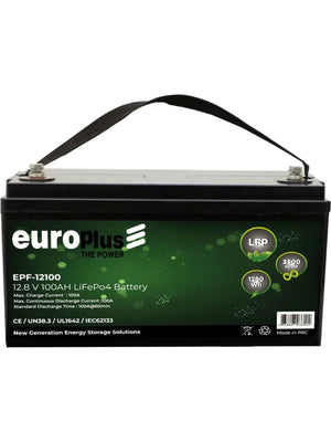 Europlus 12,8V 100 Ah Lifepo4 Lityum Akü Seri Kullanılabilir (Karavan, Marin, Yedek Güç) - Pilmagazasi