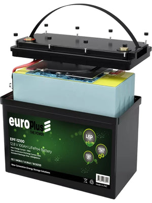 Europlus 12,8V 100 Ah Lifepo4 Lityum Akü Seri Kullanılabilir (Karavan, Marin, Yedek Güç) - Pilmagazasi