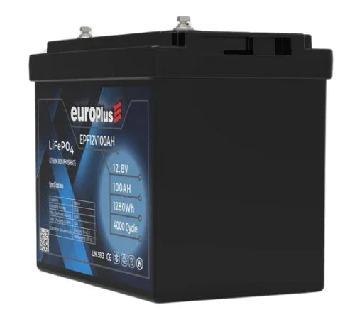 Europlus 12,8V 100 Ah Lifepo4 Lityum Akü Seri Kullanılabilir (Karavan, Marin, Yedek Güç) - Pil Magazası