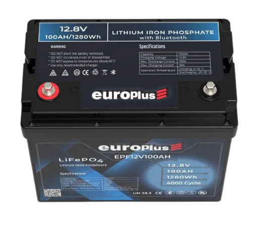 Europlus 12,8V 100 Ah Lifepo4 Lityum Akü Seri Kullanılabilir (Karavan, Marin, Yedek Güç) - Pil Magazası