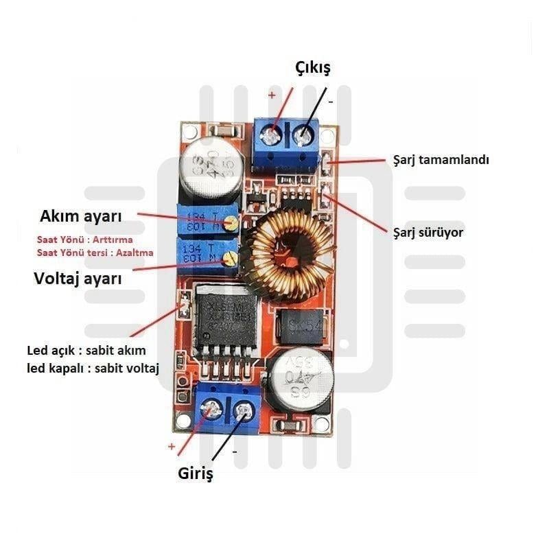 XL4015 Voltaj ve Akım Ayarlı Düşürücü Kart - Lityum Şarj Modülü