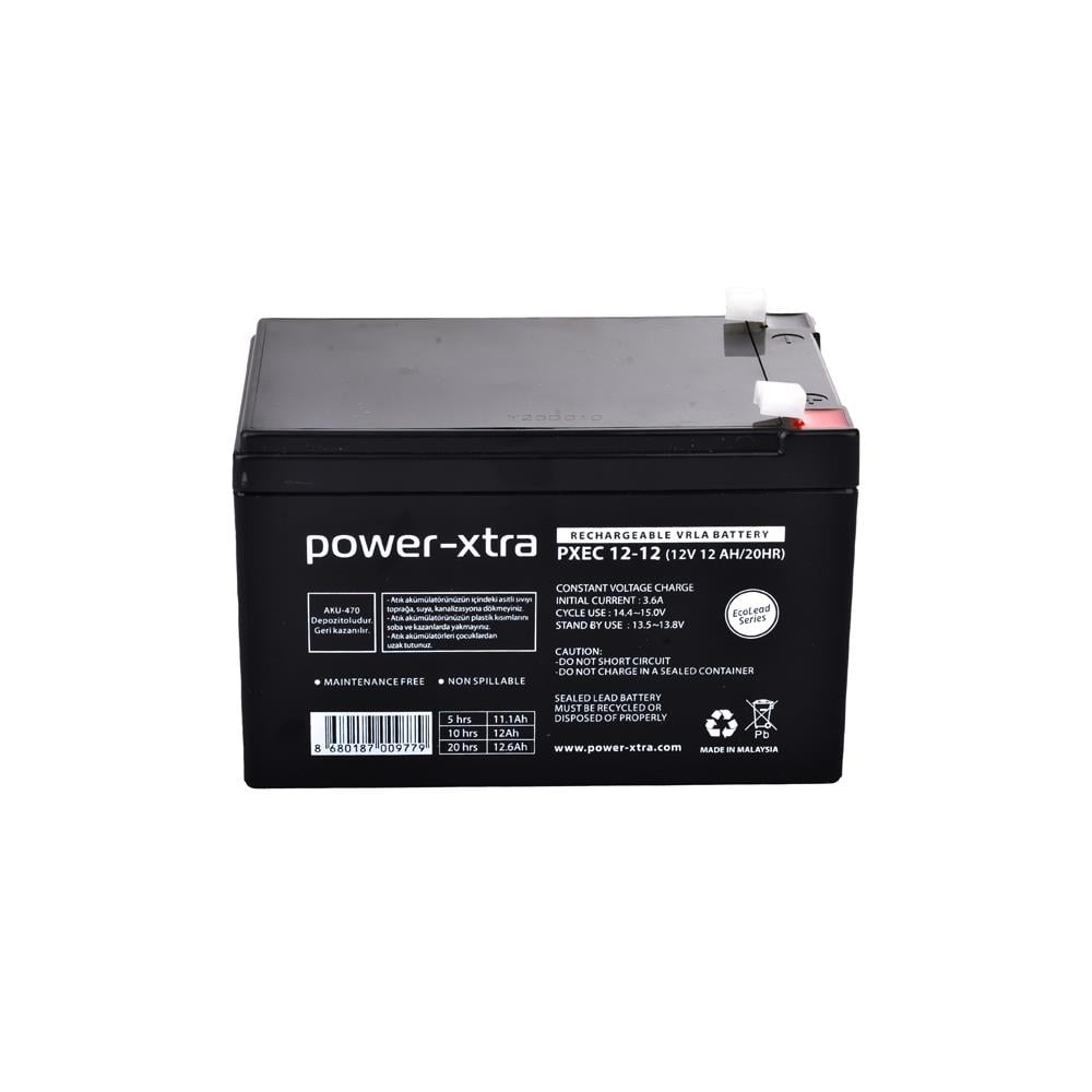 Power-Xtra EcoLead PXEC12-12 — 12V 12Ah Bakımsız Kuru Akü