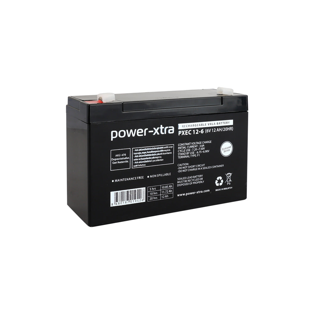 Power-Xtra EcoLead PXEC12-6 6V 12Ah Bakımsız Kuru Akü