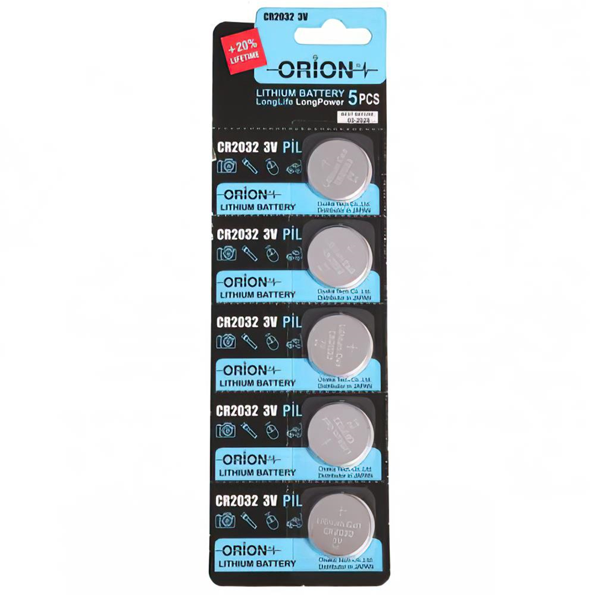 Orion CR2032 3V Lityum Düğme Pil – 5'li Blister