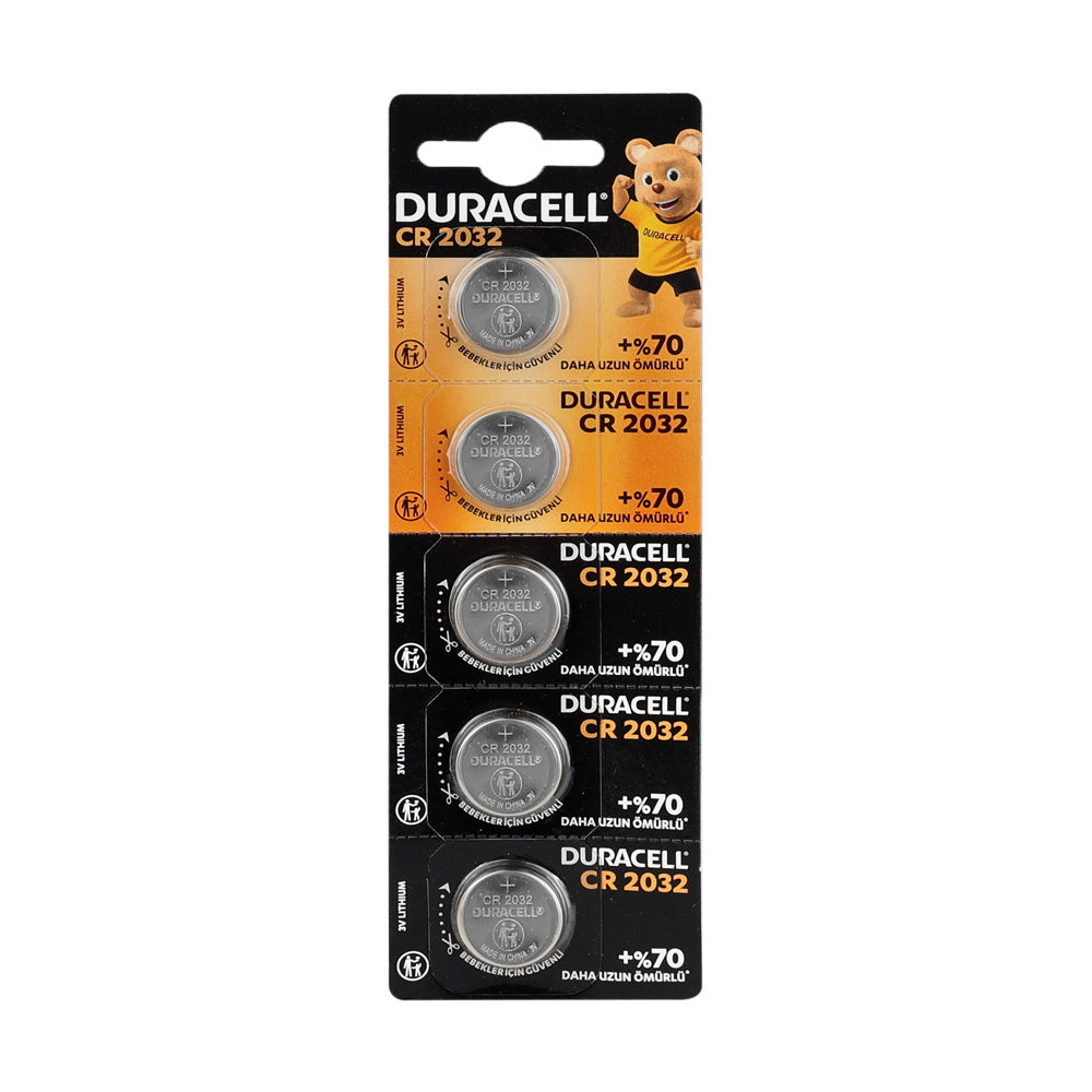 Duracell CR2032 3V lityum düğme pil 5'li blister ambalaj