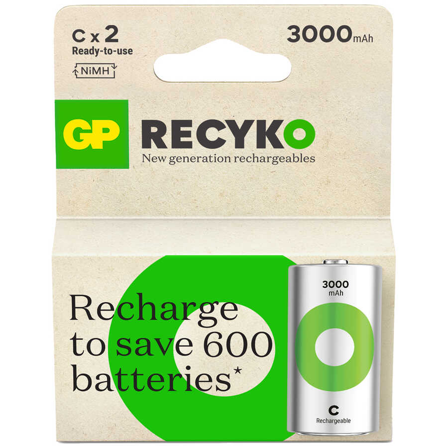 GP ReCyko 3000 C Boy 1.2V NiMH Şarjlı Pil — 2'li Kart