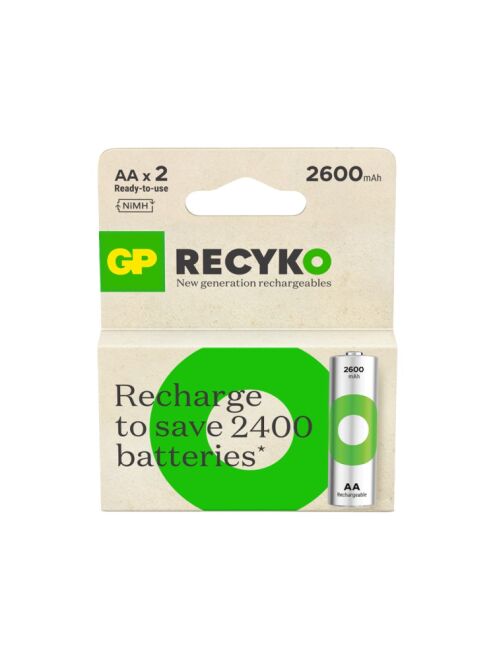 GP ReCyko 2600 AA Kalem 1.2V NiMH Şarjlı Pil — 2'li Kart