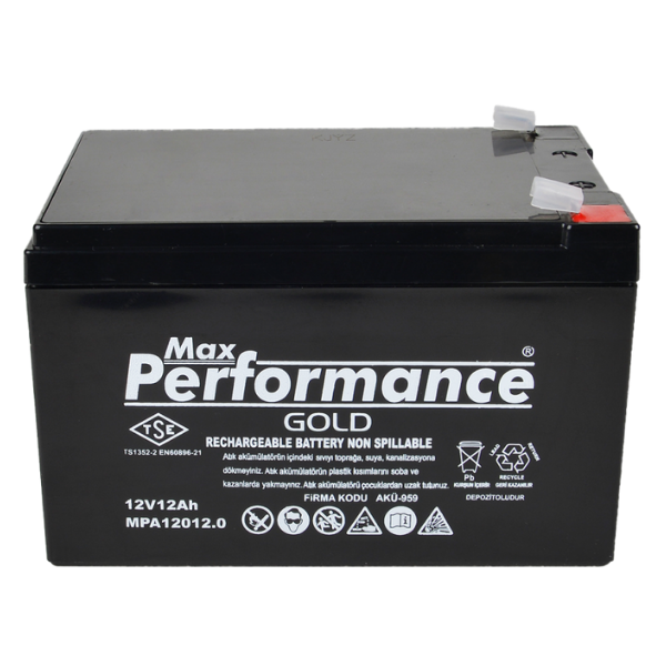Max Performance Gold 12V 12Ah Bakımsız Kuru Akü