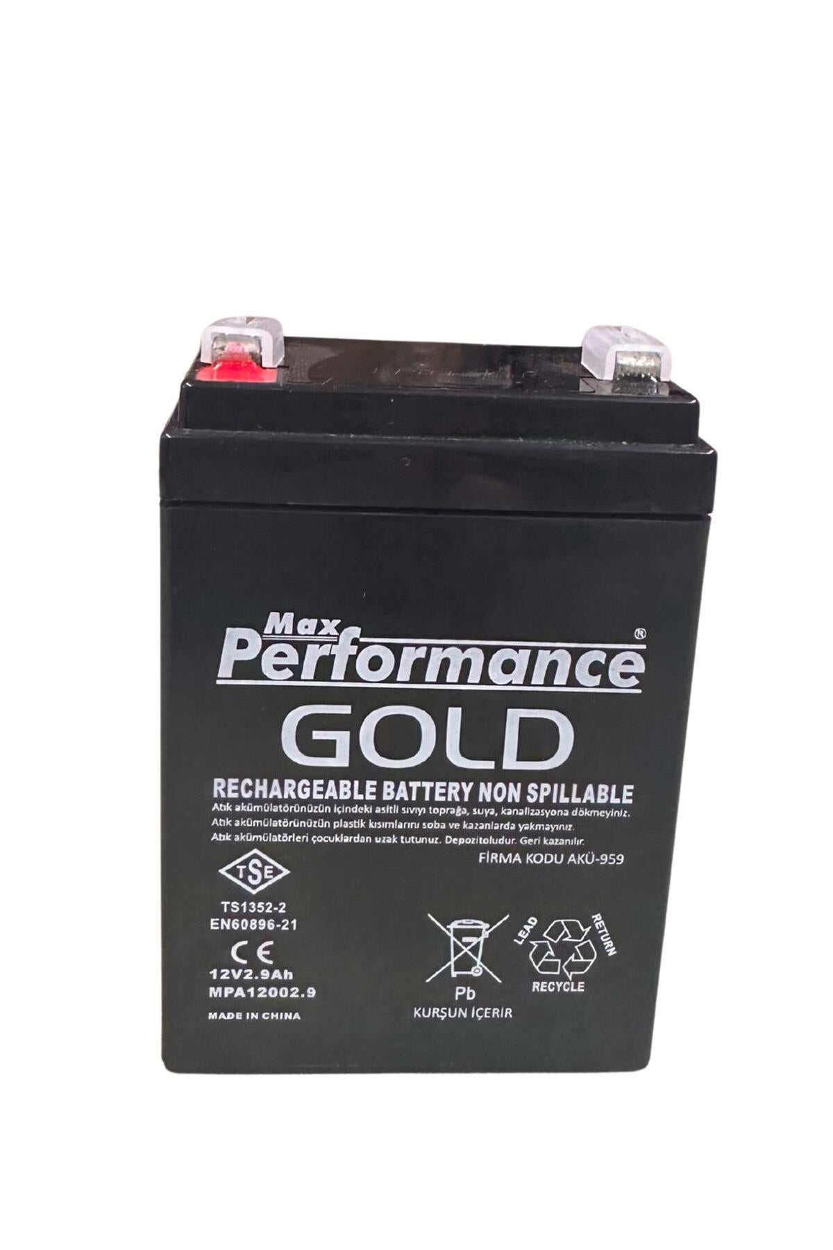 Max Performance Gold MPA12002.9 12V 2.9Ah kuru akü ön görünüm