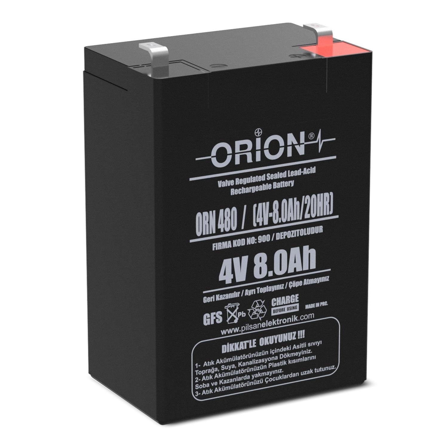Orion 4V 8Ah Bakımsız Kuru Akü