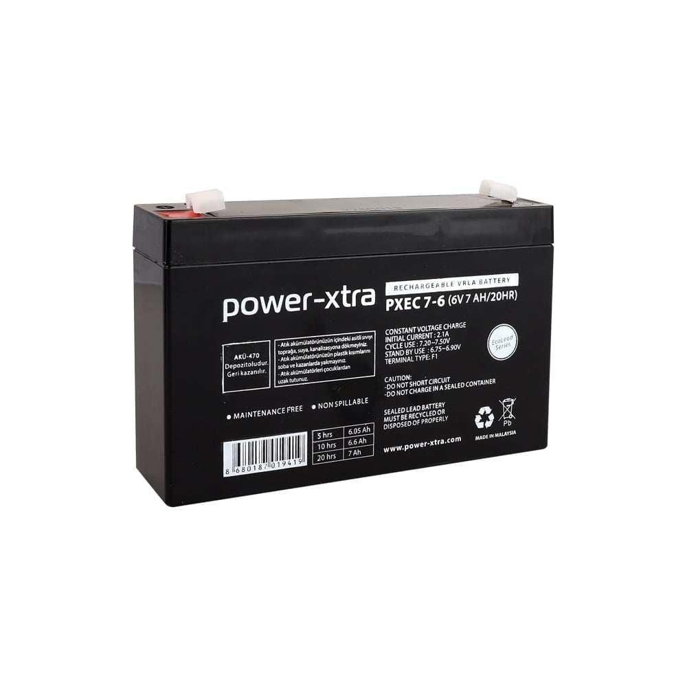 Power-Xtra EcoLead PXEC7-6 6V 7Ah Bakımsız Kuru Akü