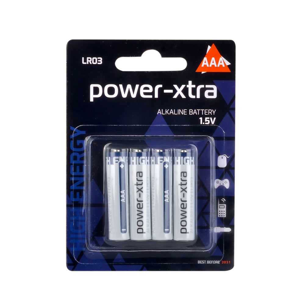 Power-Xtra LR03 AAA 1.5V alkalin ince kalem pil 4’lü blister paket