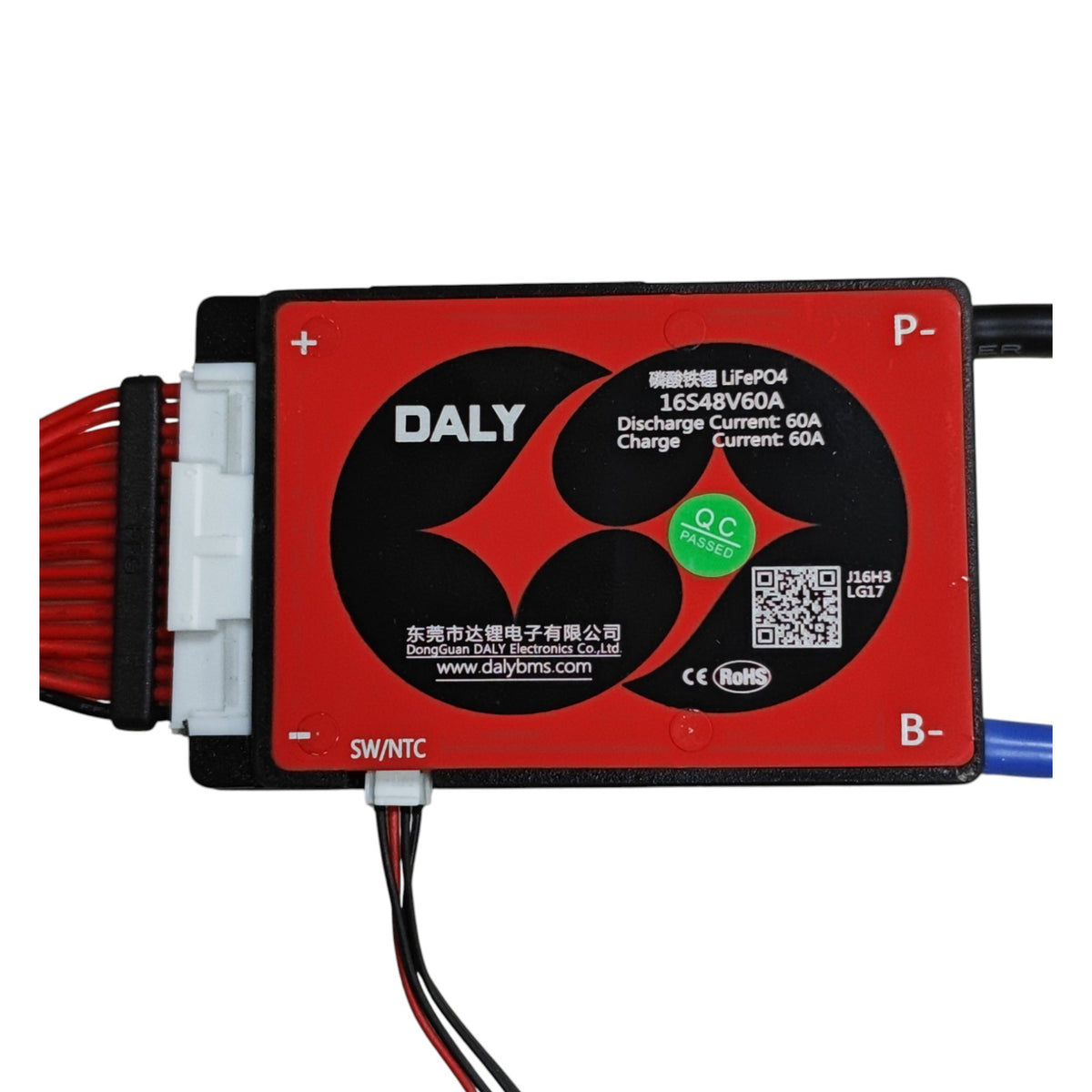 Daly 16S 51.2V 60A Balanslı LiFePO4 BMS – SW Anahtarlı, NTC Sıcaklık Korumalı