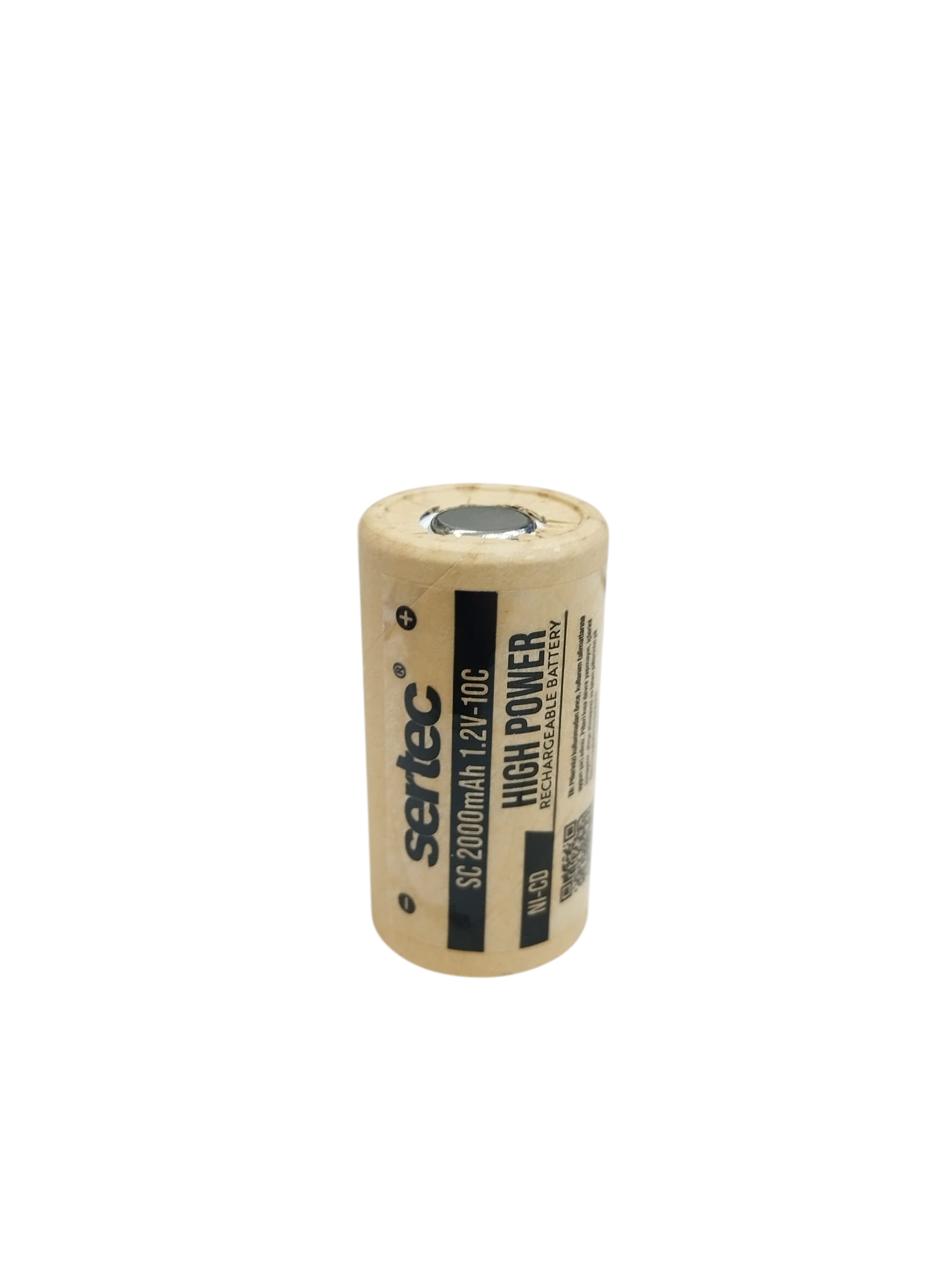 Sertec 1.2V NiCd SC 2000 mAh Şarjlı Pil (10C, Başsız / Flat Top)
