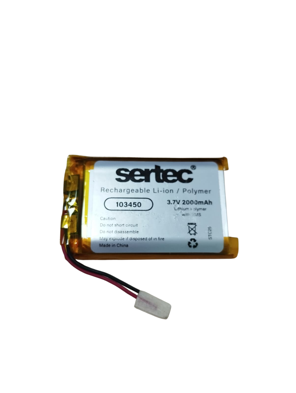 Sertec 103450 Li-Polymer Pil 3.7V 1800 mAh (Korumalı / Devreli, 1.5A)