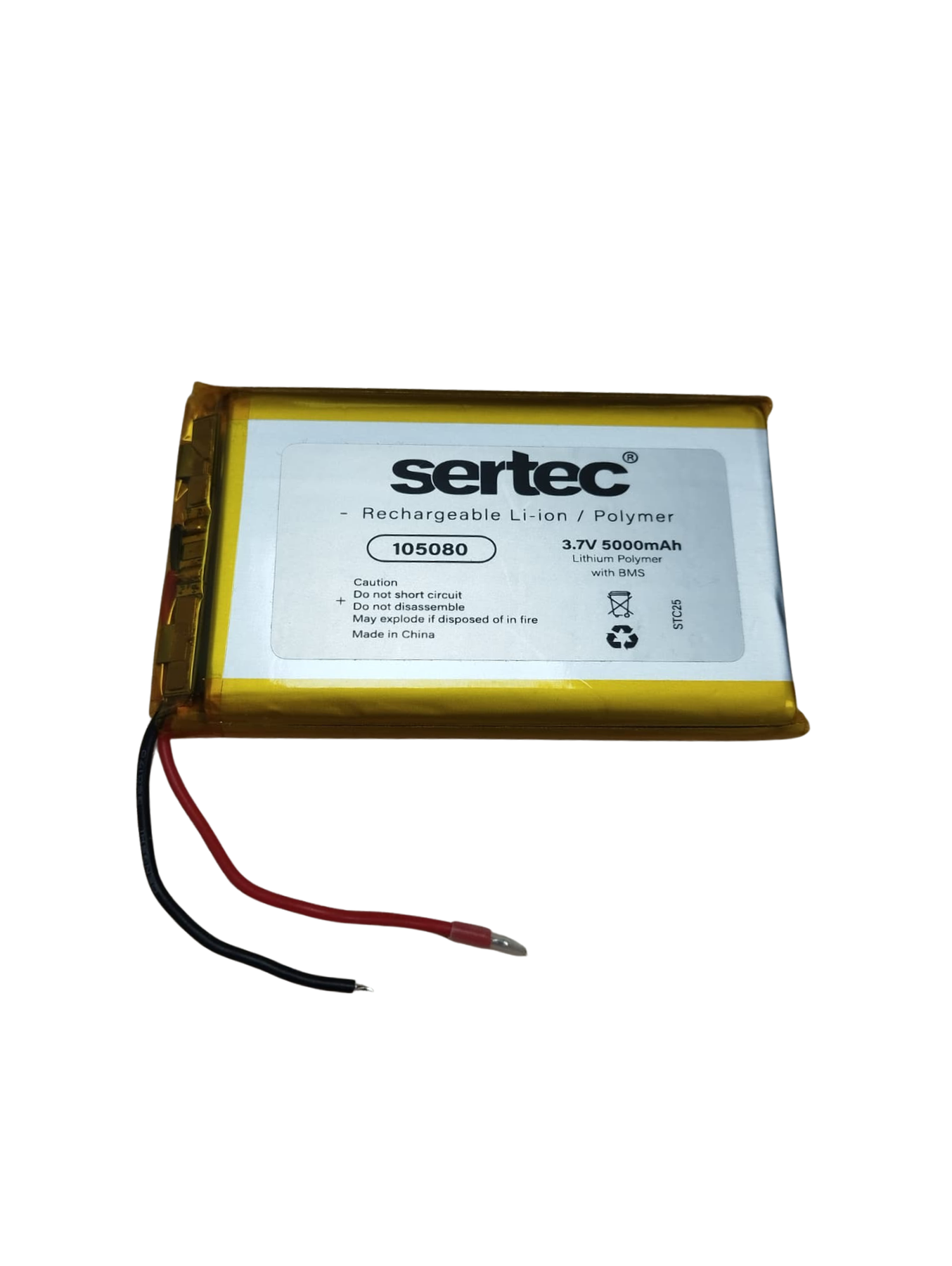 Sertec 105080 3.7V 5000mAh Li-Polymer (LiPo) Şarjlı Pil