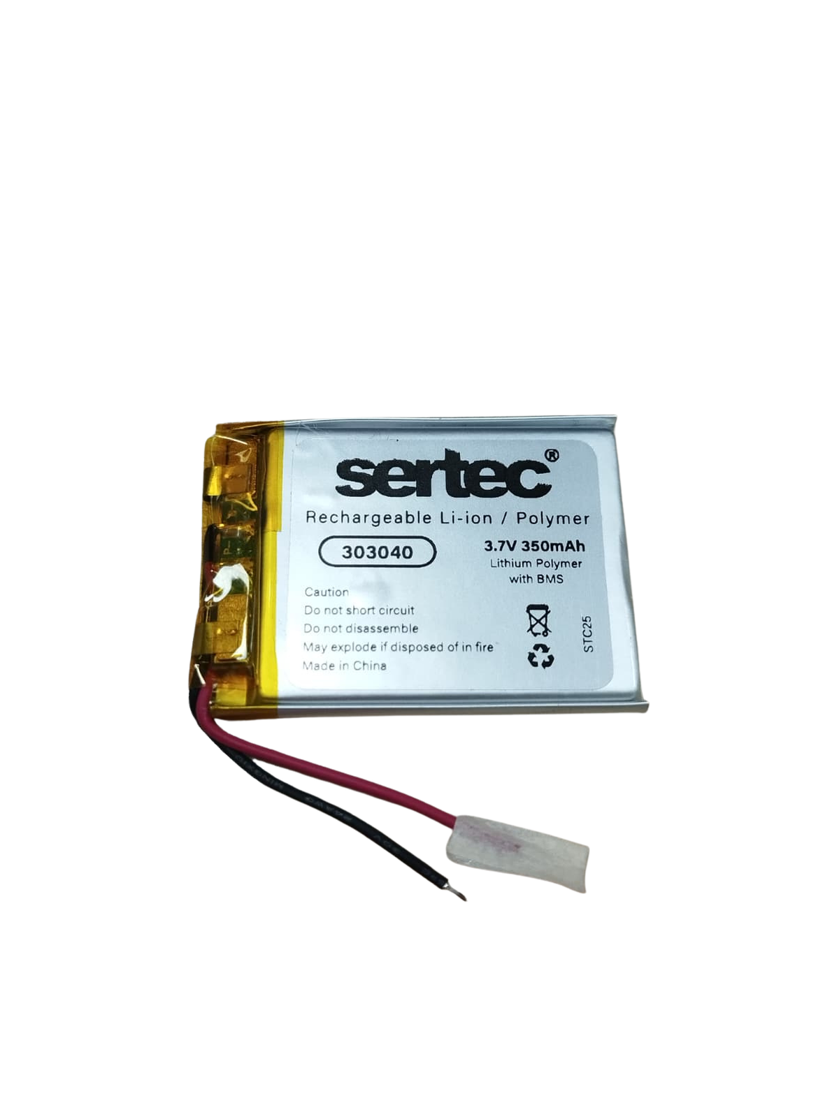 Sertec 303040 Li-Polymer Pil 3.7V 350mAh (Korumalı / Devreli, 1.5A)