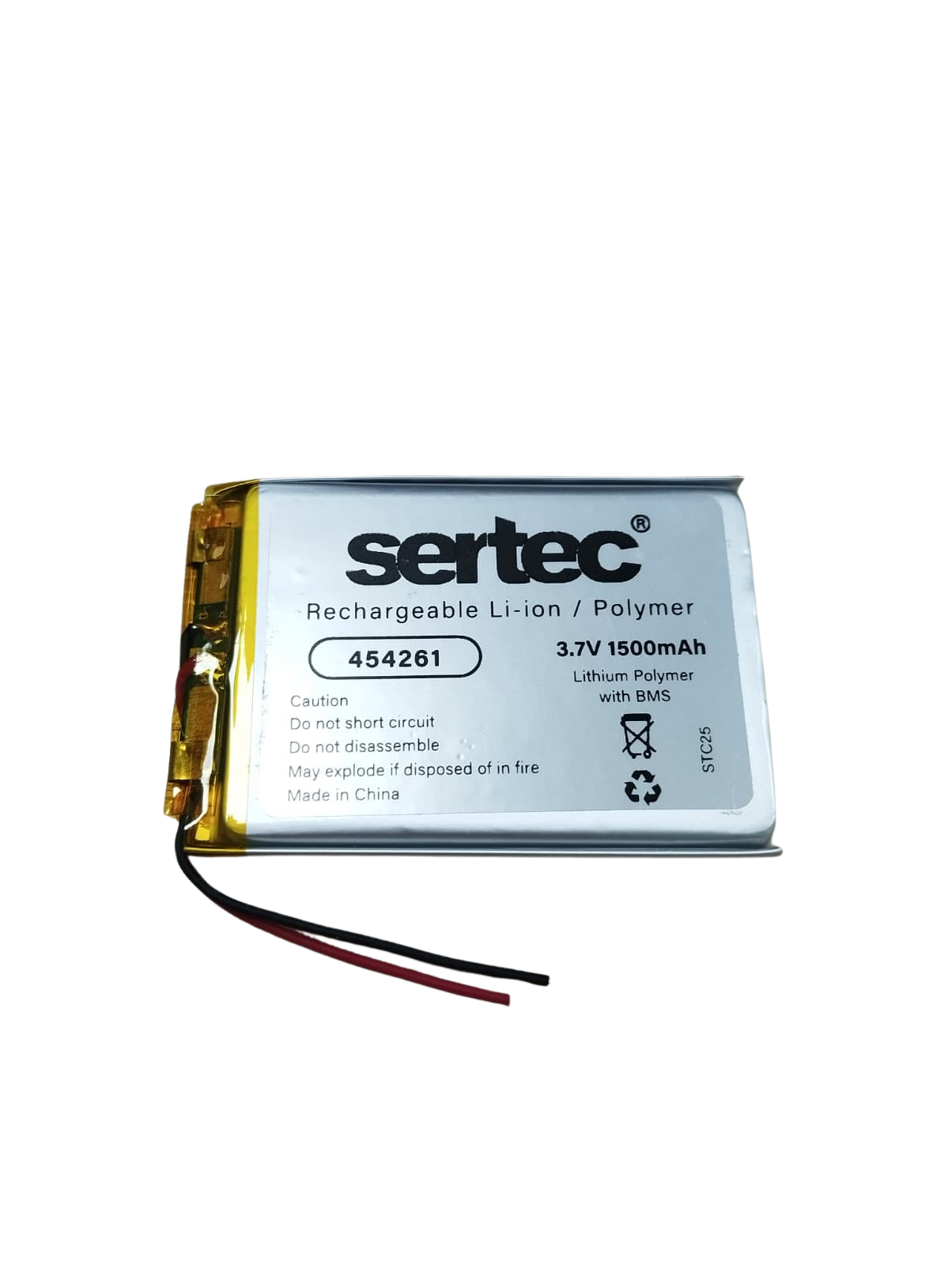 Sertec 454261 Li-Polymer Pil 3.7V 1450 mAh (Korumalı / Devreli, 1.5A)