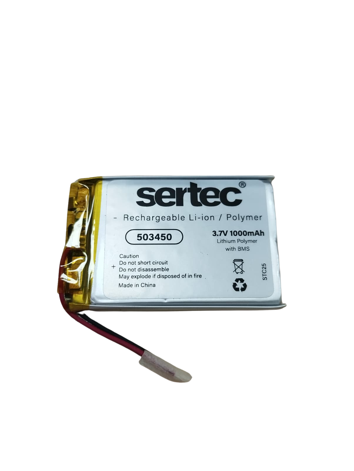 Sertec 503450 Li-Polymer Pil 3.7V 900 mAh (Korumalı / Devreli, 1.5A)