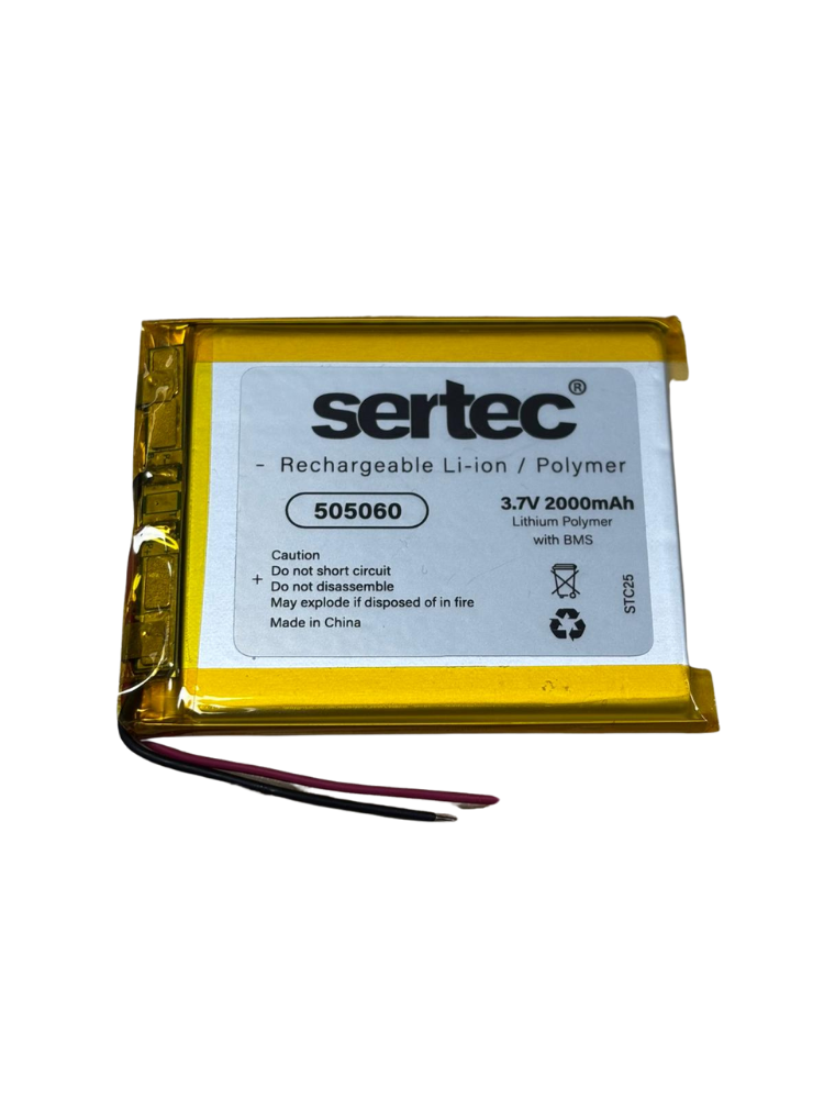 Sertec 505060 Li-Polymer Pil 3.7V 2000 mAh (Korumalı / Devreli, 1.5A)