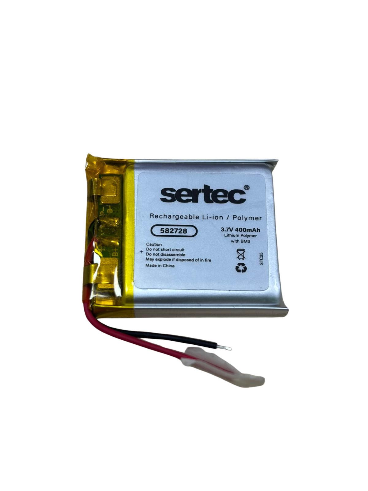 Sertec 582728 Li-Polymer Pil 3.7V 400 mAh (Korumalı / Devreli, 1.5A)