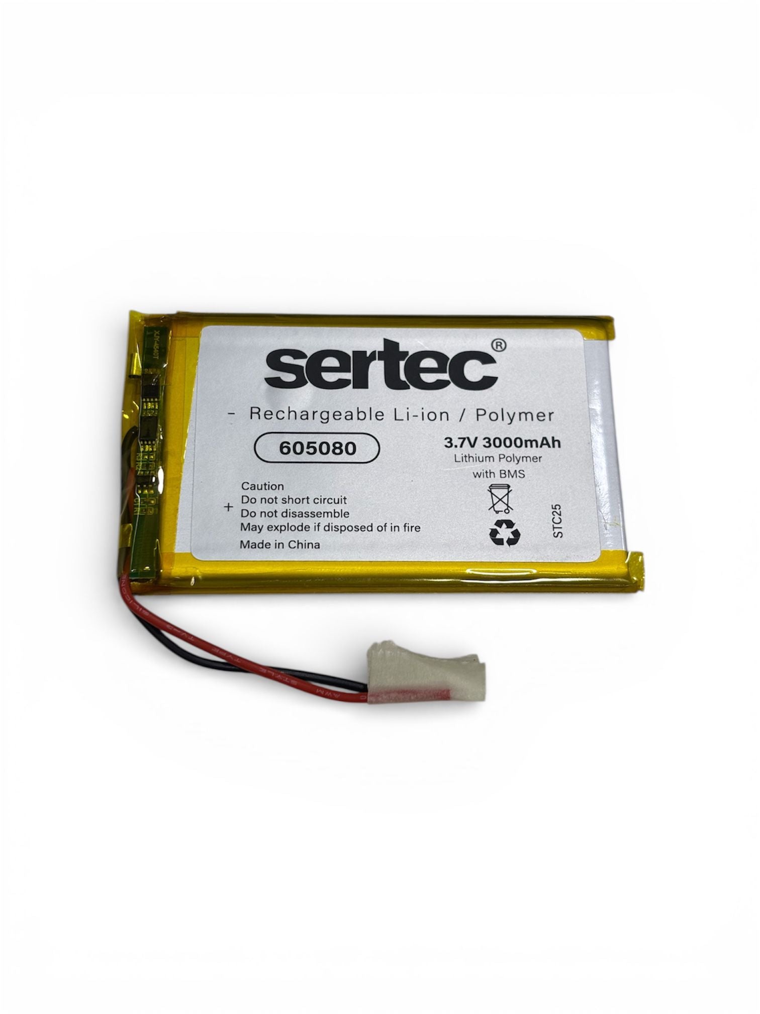 Sertec 605080 Li-Polymer Pil 3.7V 3000 mAh (Korumalı / Devreli)