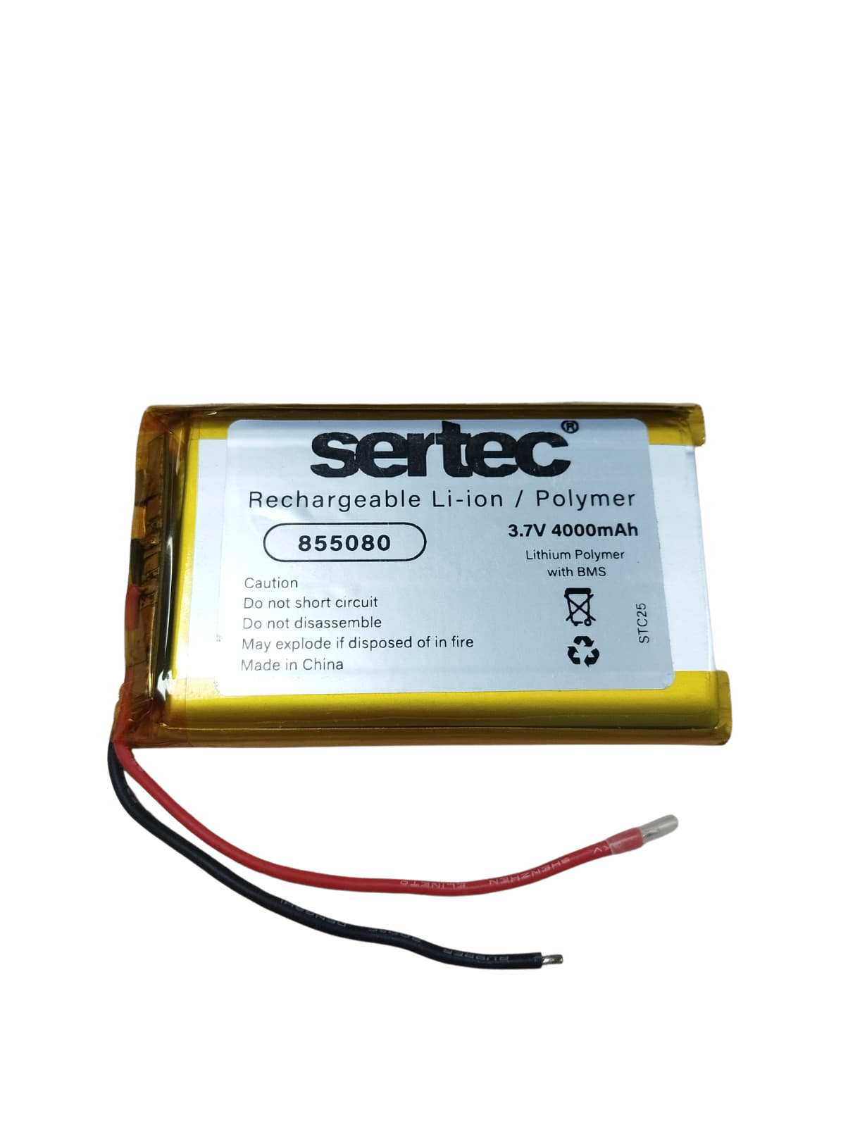 Sertec 855080 Li-Polymer Pil 3.7V 4000 mAh (Korumalı / Devreli, 1.5A)